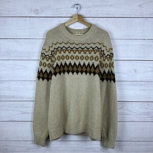 L.L. Bean Cream and Brown Crewneck Sweater